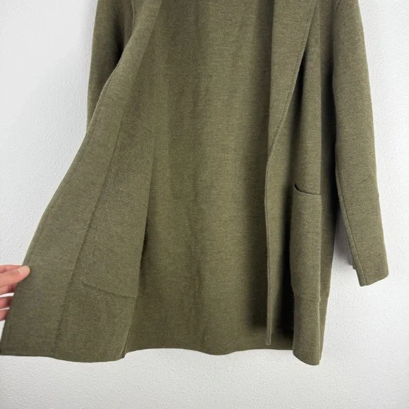 J. Crew Open Front Olive Green Sweater Blazer Coat Medium - Picture 5 of 8
